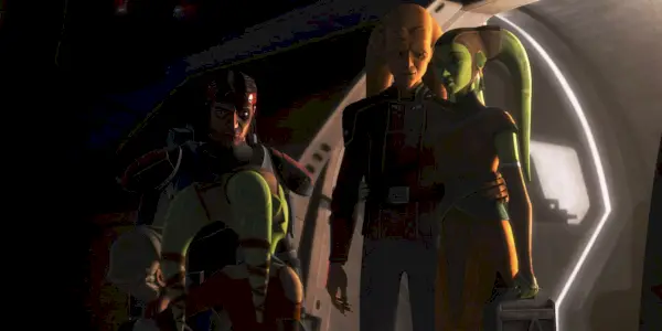 Hunter, Omega, Hera, Cham et Eleni dans The Bad Batch saison 1