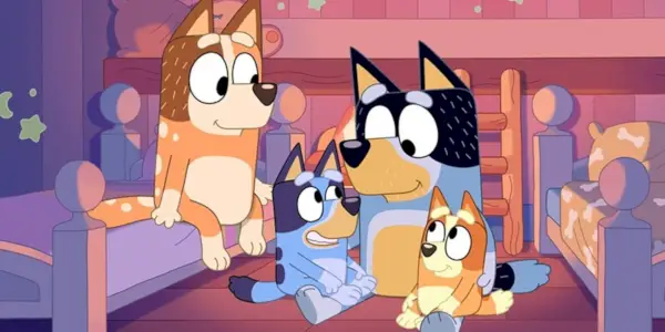 Familien Heeler ved leggetid i Bluey