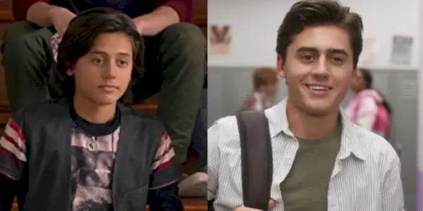 Isaak Presley als Ethan schaut sich in „Total Eclipse“ neben ihm ein Basketballspiel in „Stuck in the Middle“ an