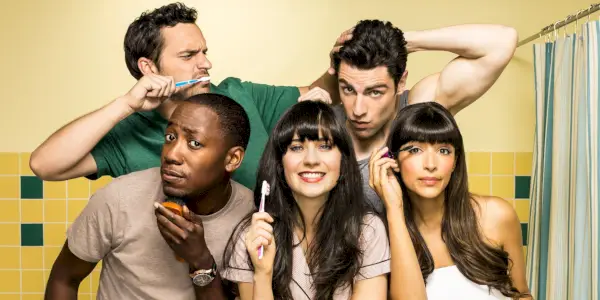 O elenco de New Girl em um pôster