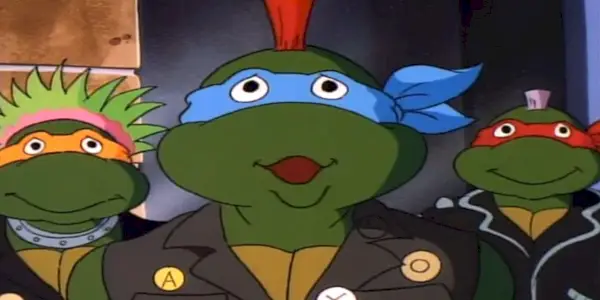 Żółwie w skórzanych kamizelkach w sezonie Wojownicze Żółwie Ninja 1987
