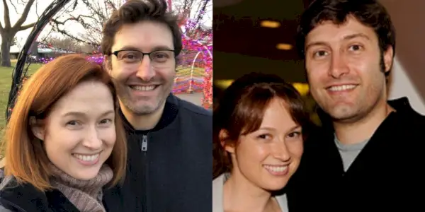 Rozdělený obrázek Ellie Kemper a jejího manžela z The Office