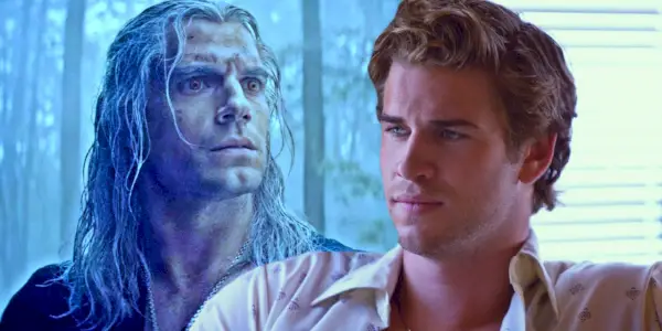 Geralt (Henry Cavill) in The Witcher e Liam Hemsworth.