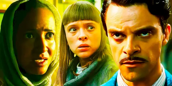 Amaka Okafor como Shahara Hasan, Shira Haas como Iris Maplewood y Jacob Fortune-Lloyd como Charles Whiteman Karl Weissman en la temporada 1 de Bodies