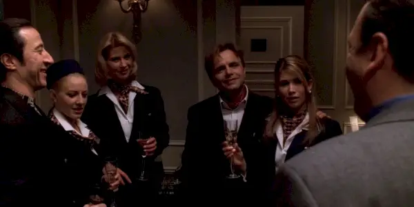 Tony Soprano com Miss Reykjavik, a comissária de bordo.