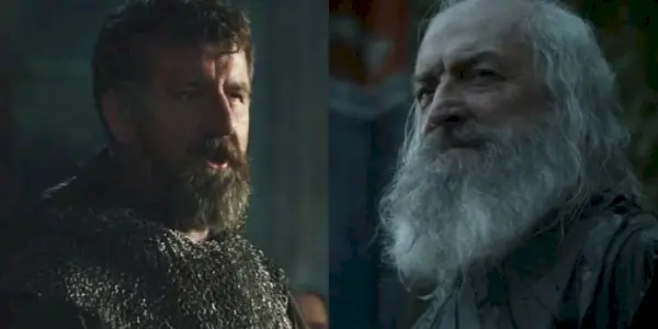 Delt billede af de to versioner af Rickard Karstark i Game of Thrones