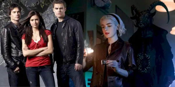 Collage de personnages de Vampire Diaries et Sabrina