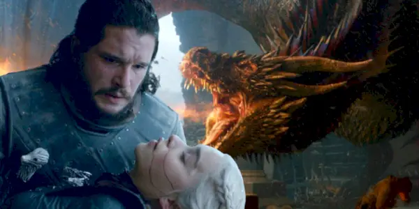 Jon Snow Daenerys et Drogon dans la finale de Game of Thrones