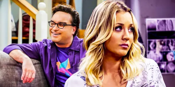 Eine Collage von Leonard und Penny aus Big Bang Theory