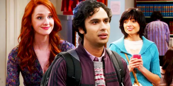 Laura Spencer als Emily Sweeney, Kunal Nayyar als Raj und Kate Micucci als Lucy in The Big Bang Theory