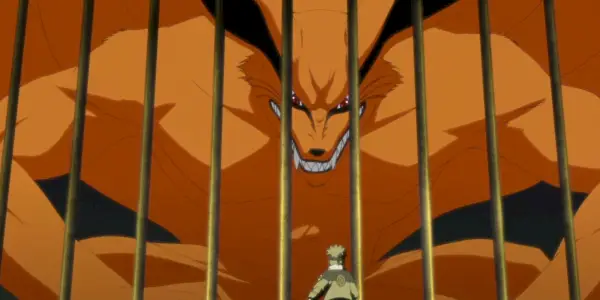 Kurama e Naruto em Naruto