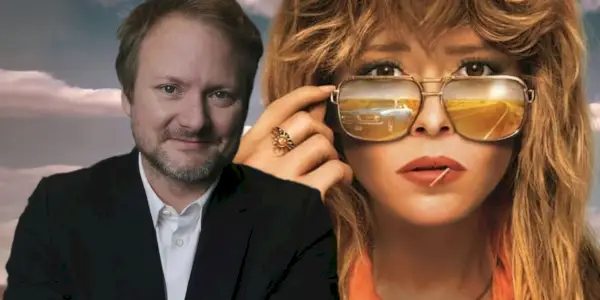 Instruktør Rian Johnson og Natasha Lyonne som Charlie på Poker Face
