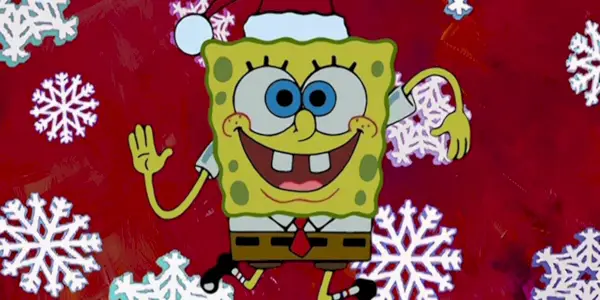 Svampebob danser i snefnug.
