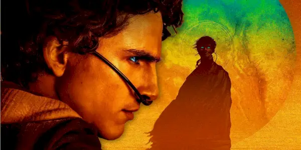 Paul Atréides en couverture de Dune avec Timothée Chalamet dans le rôle de Paul dans Dune 2