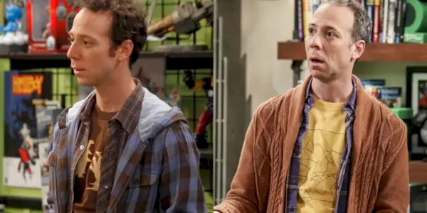 Et delt billede viser Kevin Sussman i en af hans første og en af hans sidste optrædener i The Big Bang Theory
