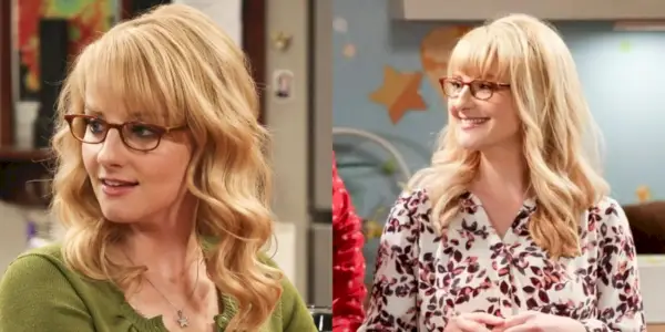 Et delt billede viser Melissa Rauch i en af hendes første og en af hendes sidste The Big Bang Theory-optrædener
