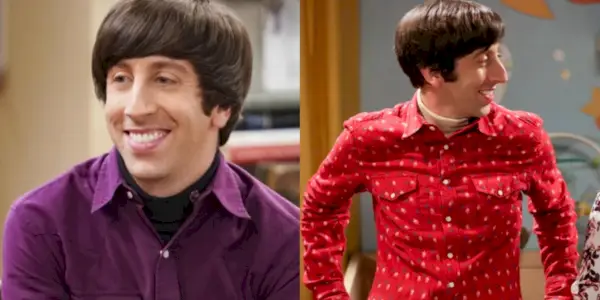 Et splitbillede af Simon Helberg i første og sidste sæson af The Big Bang Theory
