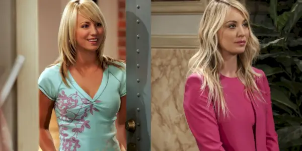 Et delt billede viser Kaley Cuoco i den første og sidste sæson af The Big Bang Theory