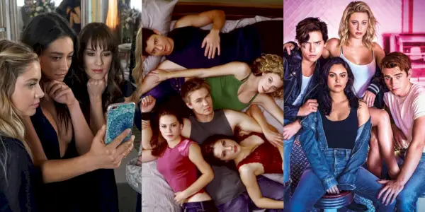 Kolaż „Pretty Little Liars”, „One Tree Hill” i „Riverdale”.