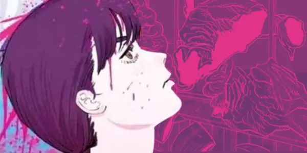 Asa Mitaka používá své oblečení jako zbraň, aby vykoukla válečného ďábla v Chainsaw Man, kapitola 108