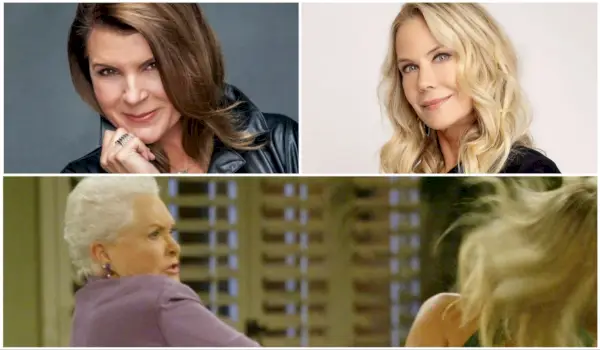 테이프에 포착됨: Bold & Beautiful의 Kimberlin Brown이 Katherine Kelly Lang에게 스테파니를 끌어당깁니다.