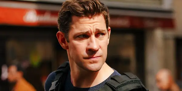 John Krasinski looking serious on Jack Ryan