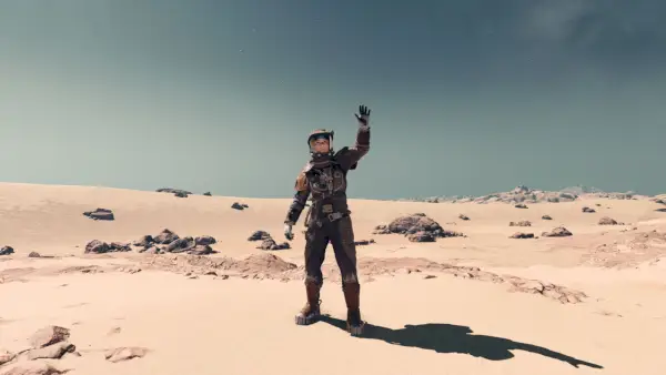 שחקן סטארפילד ב-Ranger, חליפת שריון, סט מנופף על כוכב מדבר