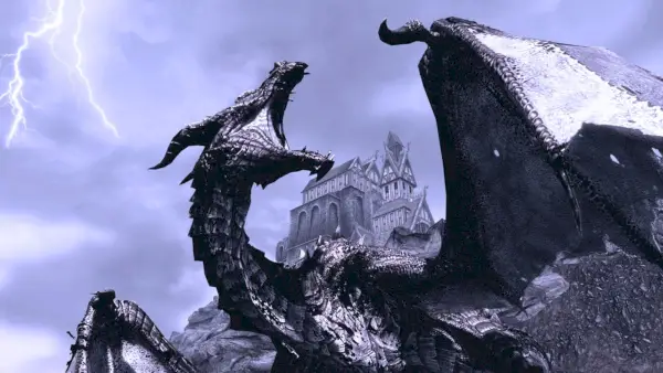 Un drago ruggente a Skyrim