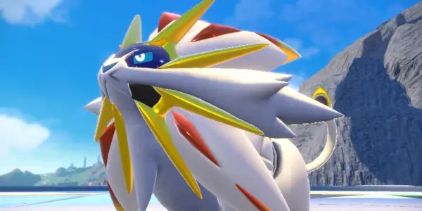 Solgaleo na szczycie Ligi Pokémon w Scarlet i Violet.