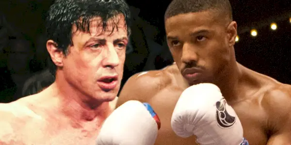 Geteiltes Bild von Rocky und Creed in Creed mit Handschuhen in Creed 2