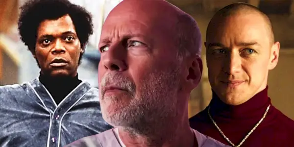 Immagine combinata di Elijah in Unbreakable, David in Glass e Kevin in Split