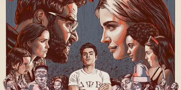 Plakát Neighbors 2 zobrazuje animované obrázky každé postavy.