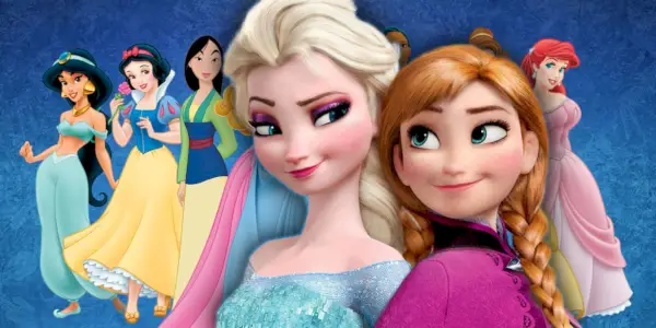 Anna e Elsa com princesas da Disney