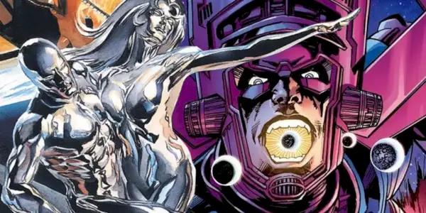 Podzielony obraz Silver Surfers Norrina Rada i Shalli Bal & Galactus z Marvel Comics