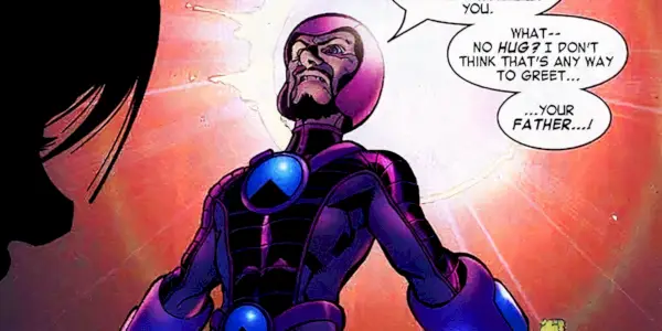 Czarodziej w swoim fioletowym kostiumie w Marvel Comics