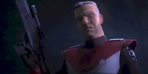 Gar Saxon affronta Ezra e Sabine in Star Wars Rebels.