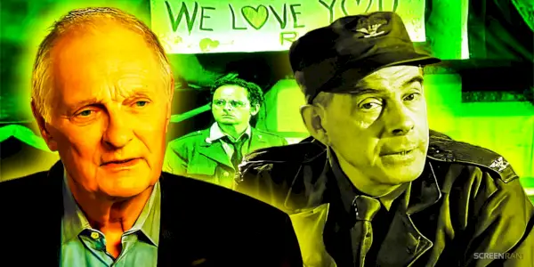 Alan Alda fra MASH-gjenforeningen, Gary Burghoff som Radar og Harry Morgan som Potter i MASH