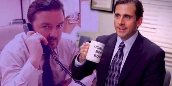 Image partagée de David Brent et Michael Scott des versions britannique et américaine de The Office