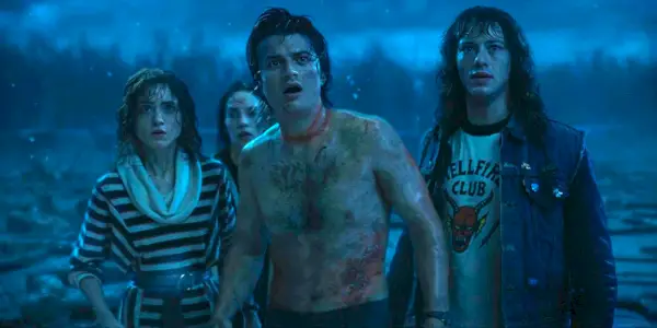 Nancy, Robin, Steve i Eddie w Upside Down w sezonie 4 Stranger Things.