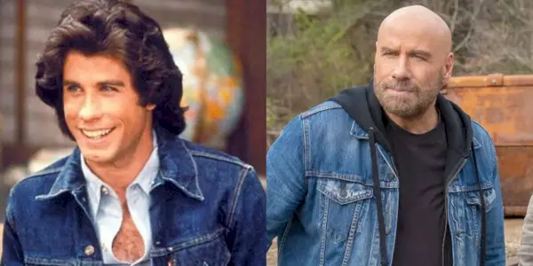 Ein geteiltes Bild von John Travolta in Welcome Back Kotter und Die Hart