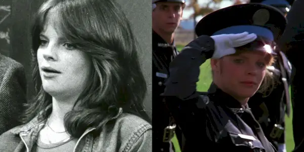 Ein geteiltes Bild von Debralee Scott in Welcome Back Kotter und Police Academy 3
