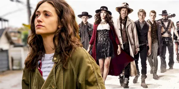 Et blandet billede viser Emmy Rossum som Fiona og resten af ​​castet i Shameless